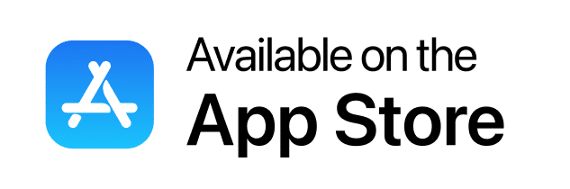 Logo officiel de l'App Store avec le texte 'Available on the App Store', indiquant la disponibilité de l'application.