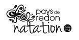 Logo Pays de Redon Natation. Un motif abstrait noir stylisé symbolisant l'eau, avec le texte 'pays de redon natation' et 'since 1967'.